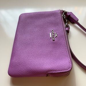 Coach Pebble Leather Corner Zip Wristlet/Wallet